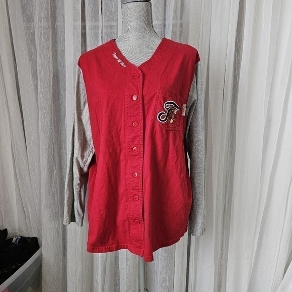 Pooh Tops - Vintage Tigger Embroidered Pocket Baseball Varsity Team long-sleeve